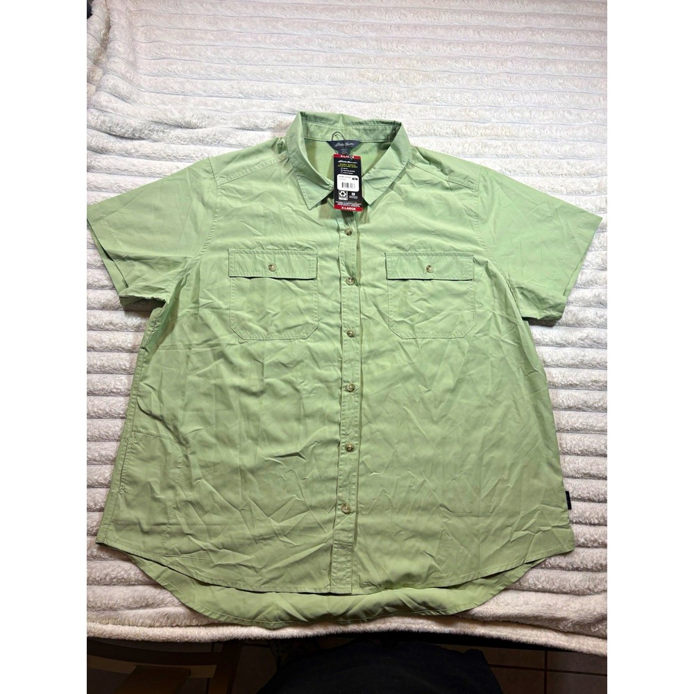Eddie Bauer Adventure Shirt Womens XL Green UPF 50 Moisture Wicking Pockets